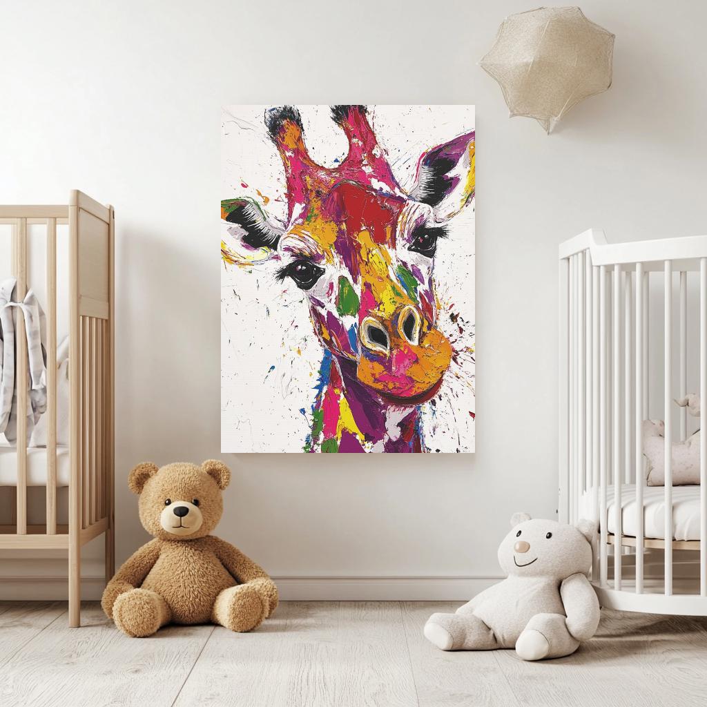 Colorful Giraffe Canvas Art | Whimsical Safari Nursery Decor, Animal ...