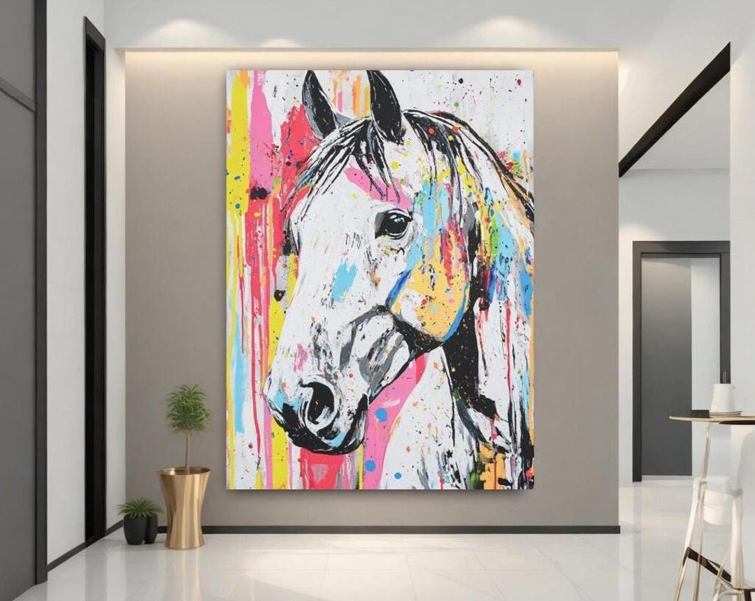 Colorful Abstract Horse Canvas Print | Modern Equestrian Wall Art ...