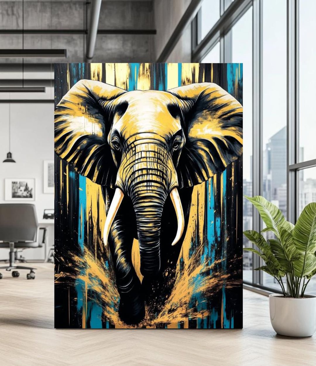 Elephant Wall Art | Bold African Elephant Canvas | Wildlife Decor ...