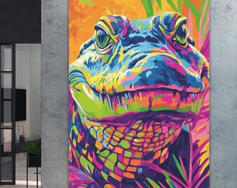 フロリダワニ - 9インチ×12インチのキャンバスボードに描かれた油絵