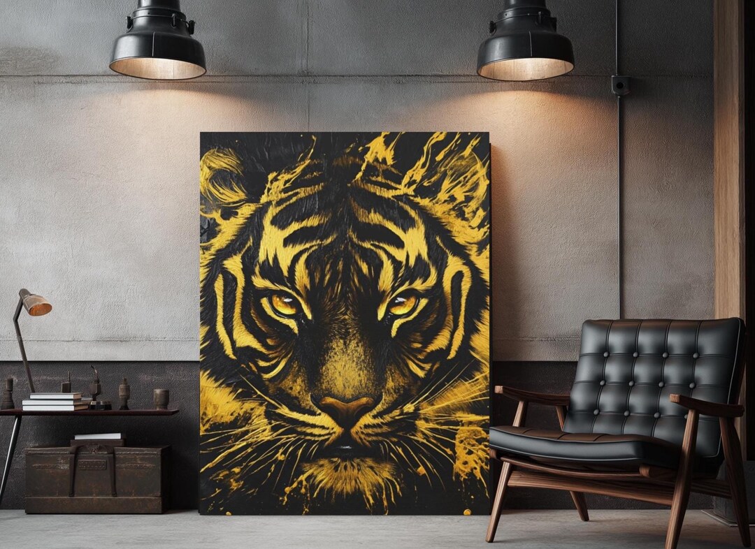 Luxury Gold Tiger Wall Art | Bold Jungle Animal Canvas | Powerful ...