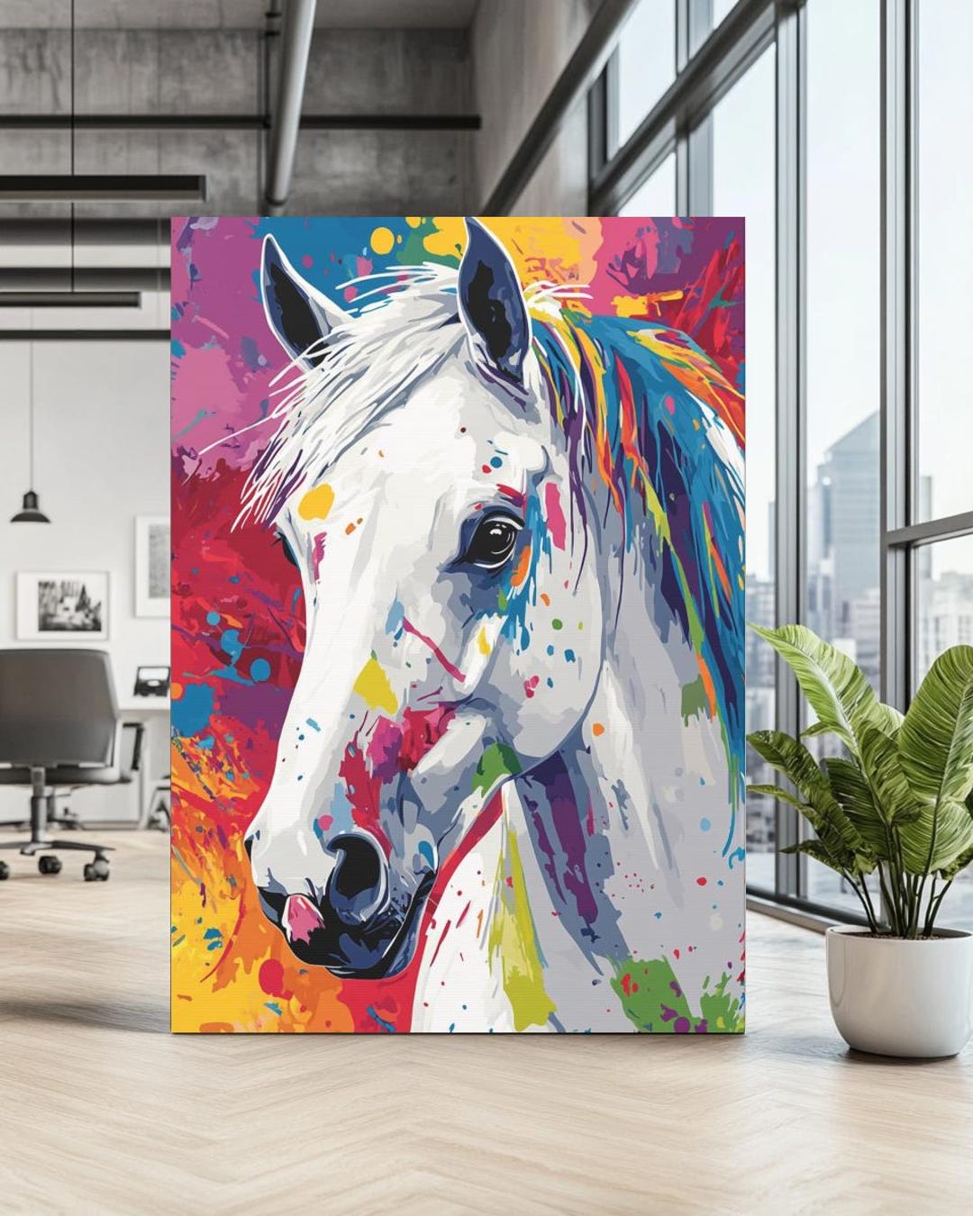 Colorful Horse Canvas Wall Art | Vibrant Horse Painting Print ...
