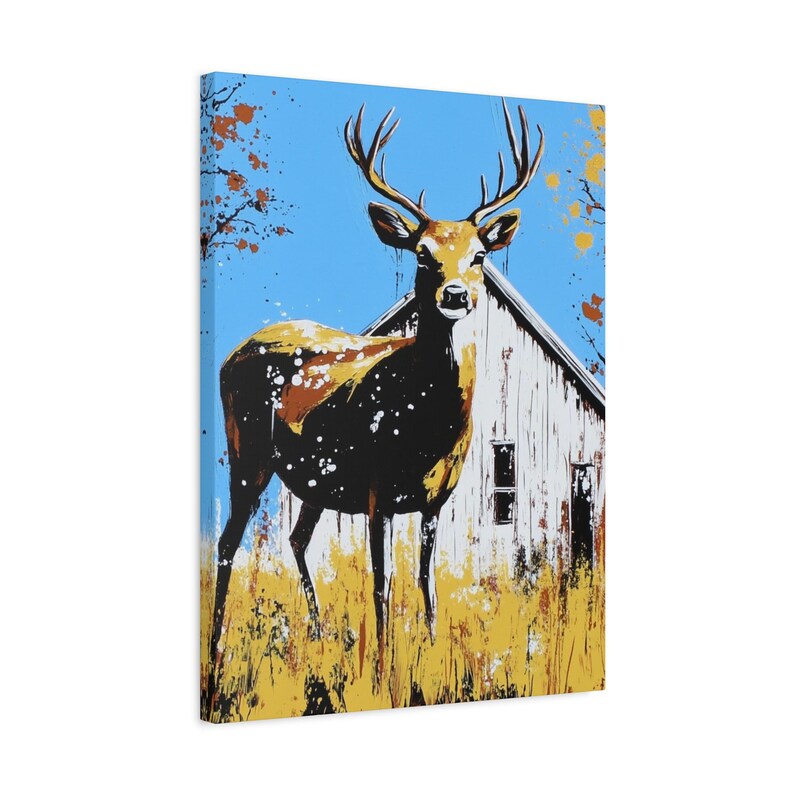 Deer Wall Art Canvas | Rustic Barn Country Decor | Modern Farmhouse ...