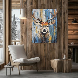 Deer Wall Art | Rustic Stag Canvas Print | Modern Wildlife Decor for ...