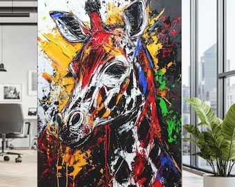 Giraffe Wall Art | Colorful Safari Canvas Print | Kids Room Decor