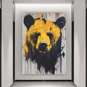 Bear Canvas Wall Art | Grizzly Bear Print for Office or Home | Modern Animal Canvas for Living Room, Bedroom, Man Cave or Gift Decor
