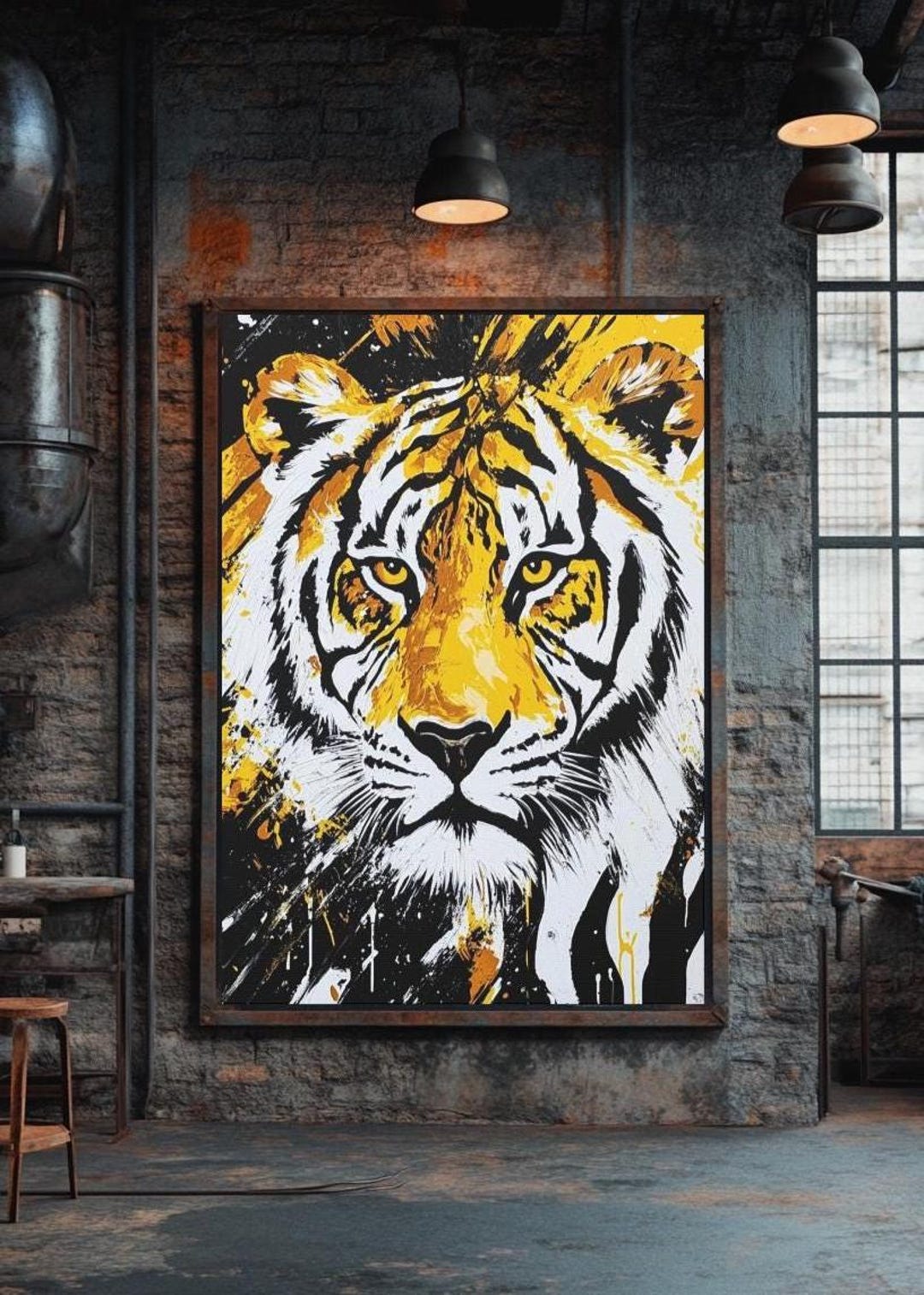 Bold Tiger Wall Art | Jungle Animal Modern Painting Print, Big Cat ...