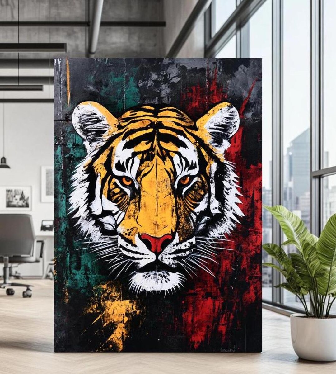 Colorful Tiger Wall Art | Modern Luxury Jungle Animal Canvas | Wildlife ...