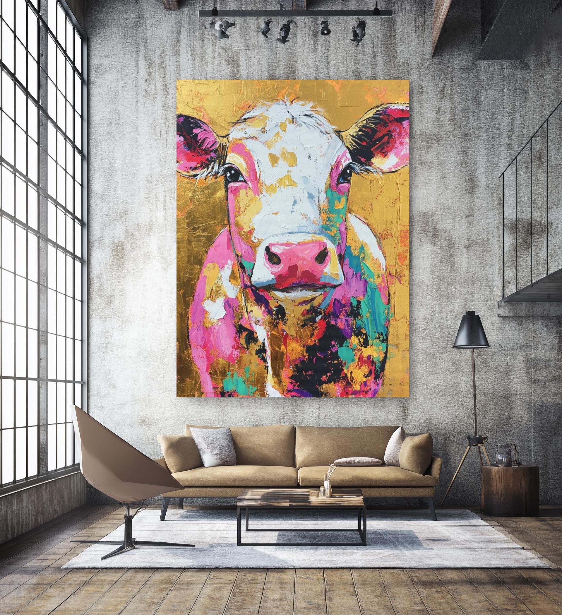 Colorful Cow Canvas Print | Vibrant Farmhouse Wall Art Poster - Etsy