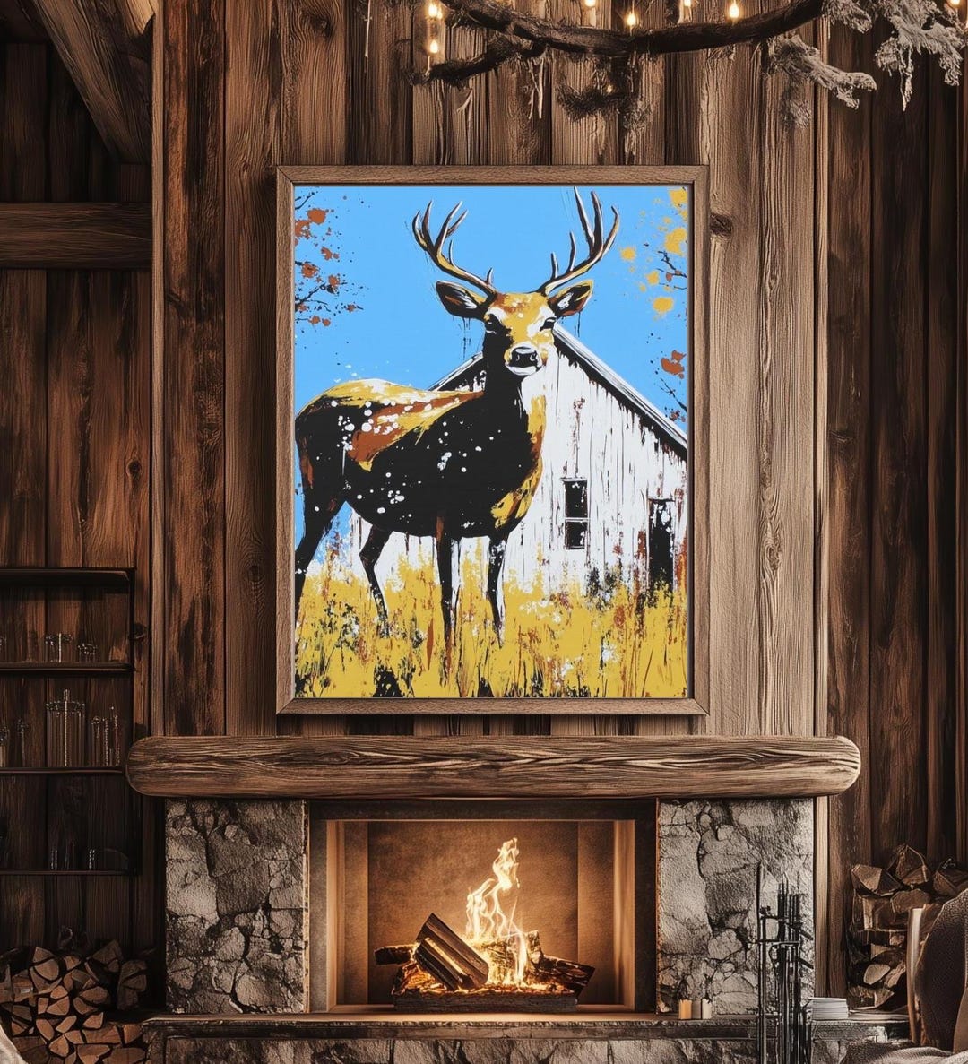 Deer Wall Art Canvas | Rustic Barn Country Decor | Modern Farmhouse ...