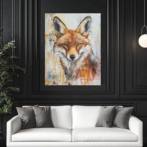 Fox Wall Art | Rustic Wildlife Decor | Woodland Animal Canvas | Modern Boho Fox Painting | Nature-Inspired Artwork | Farmhouse Wall Print