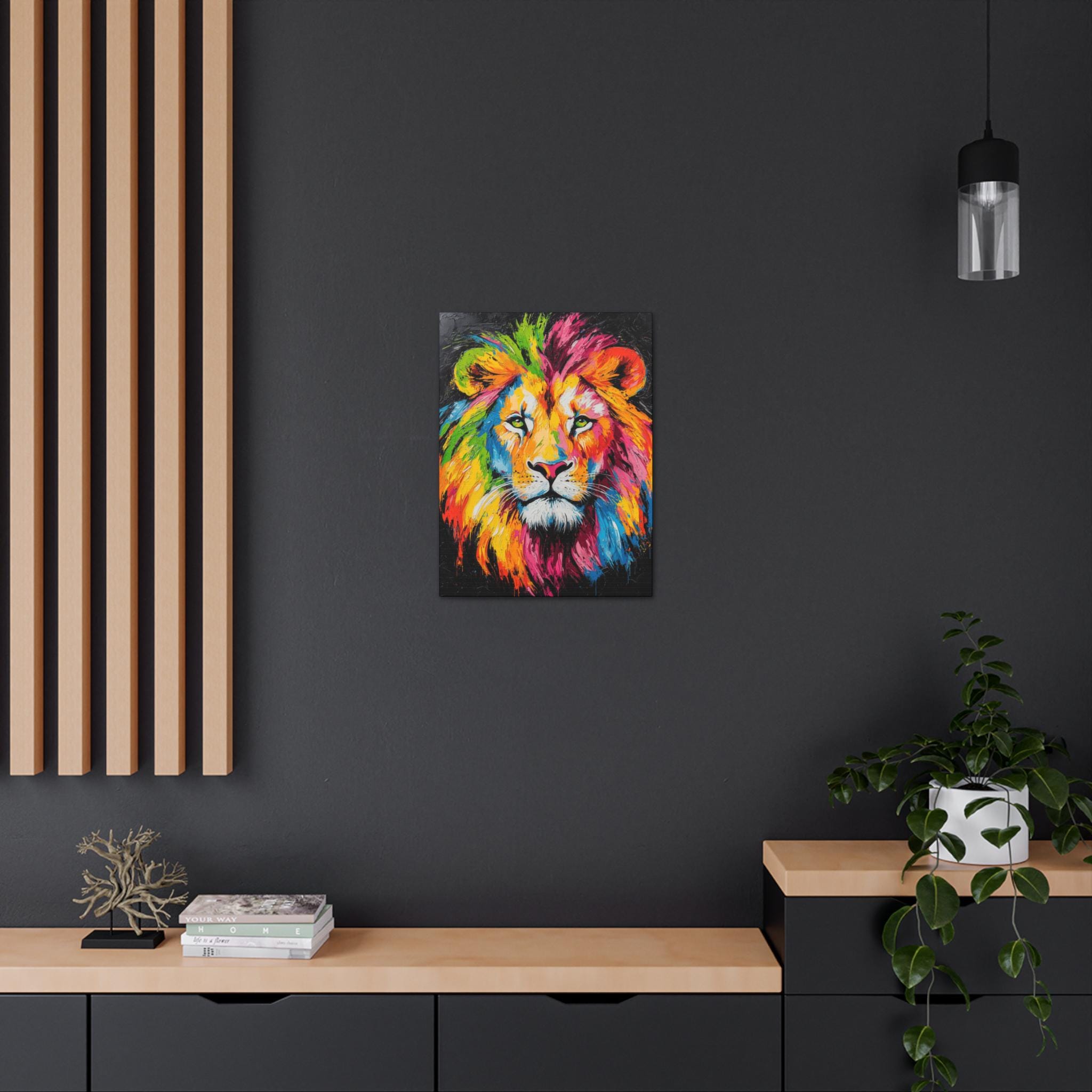 Colorful Lion Wall Art | Vibrant Abstract Lion Canvas | Modern Luxury ...
