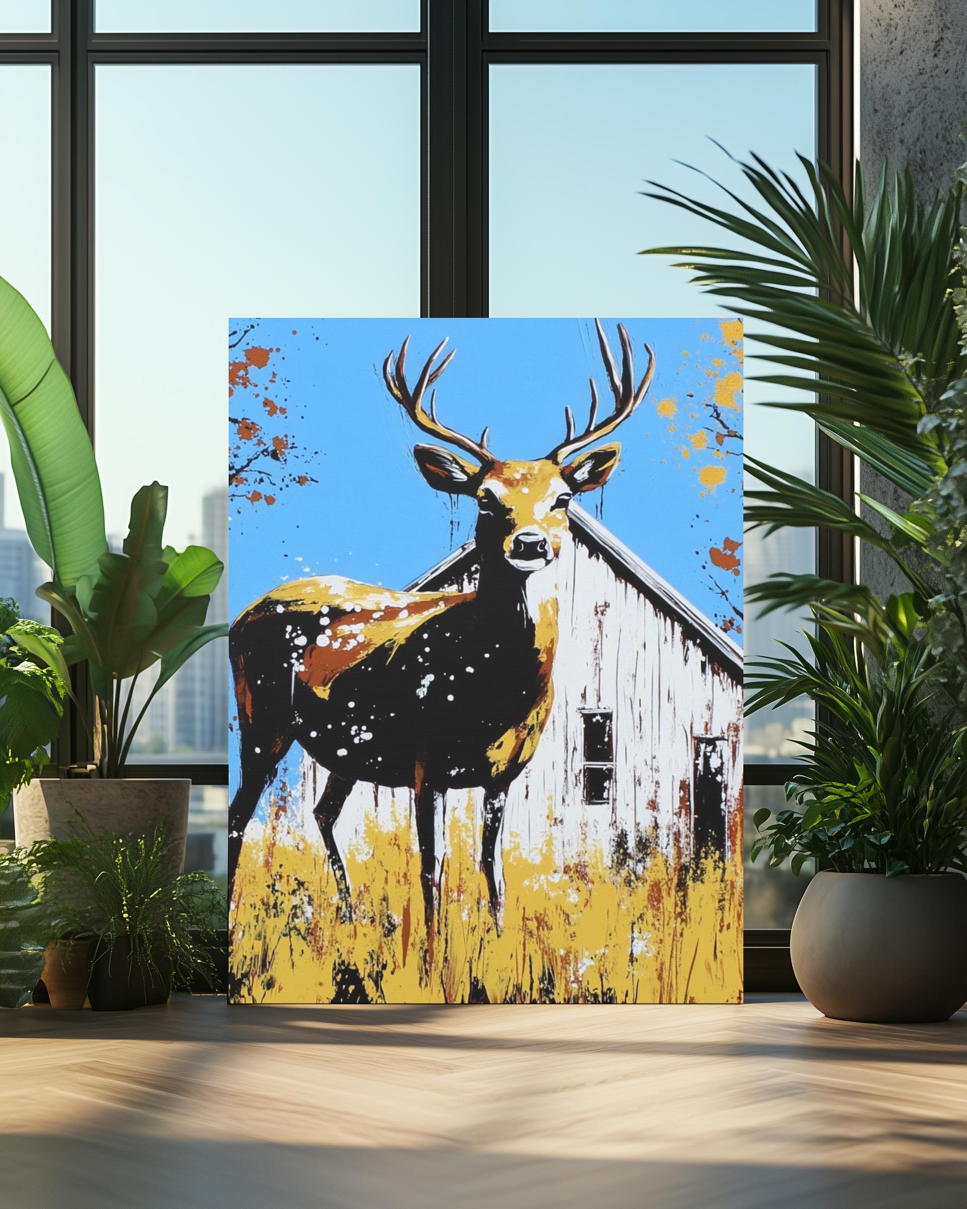 Deer Wall Art Canvas | Rustic Barn Country Decor | Modern Farmhouse ...