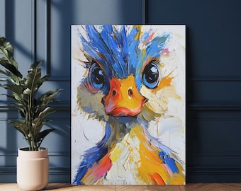 Baby Duck Canvas Print | Whimsical Nursery Animal Wall Art, Kids Room Decor