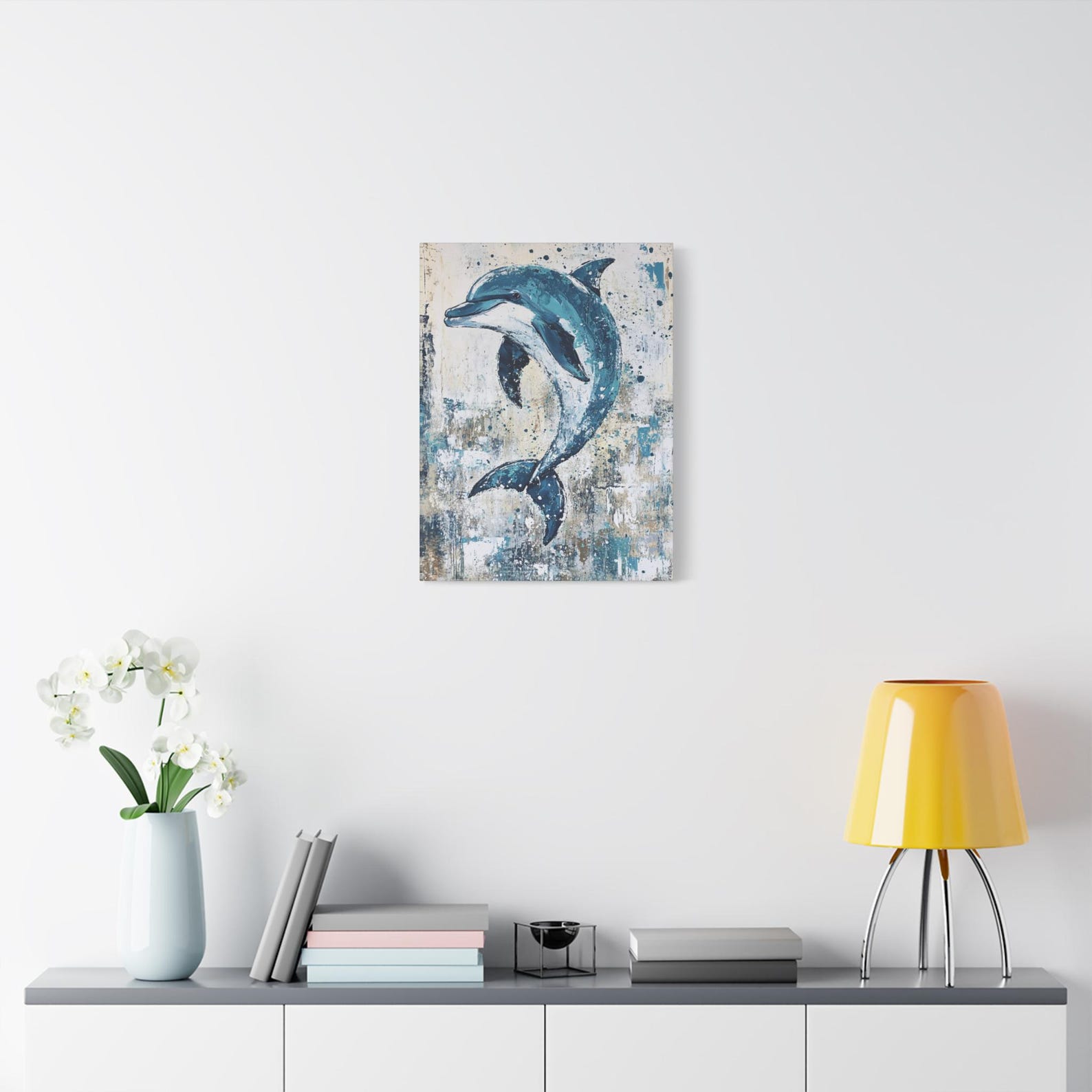 Ocean Dolphin Canvas Print | Playful Blue Sea Life Wall Art, Beach ...