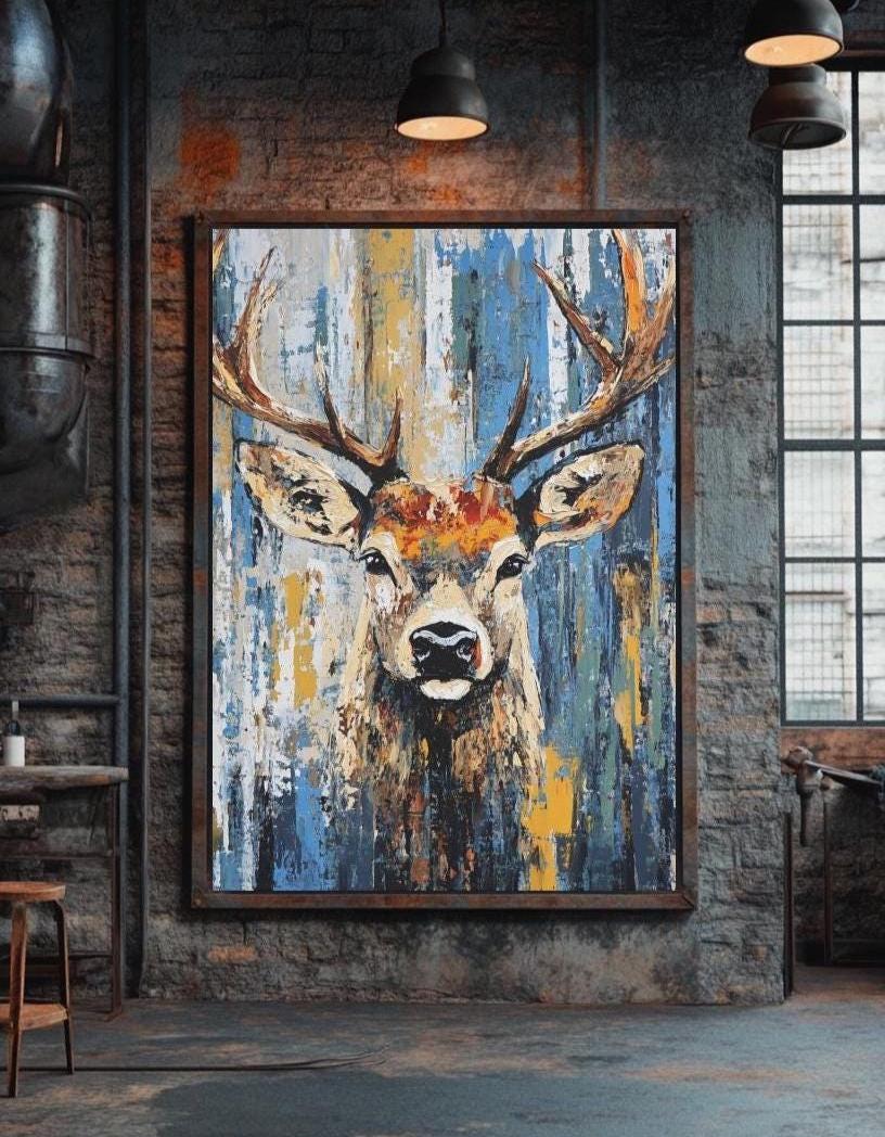 Deer Wall Art | Rustic Stag Canvas Print | Modern Wildlife Decor for ...