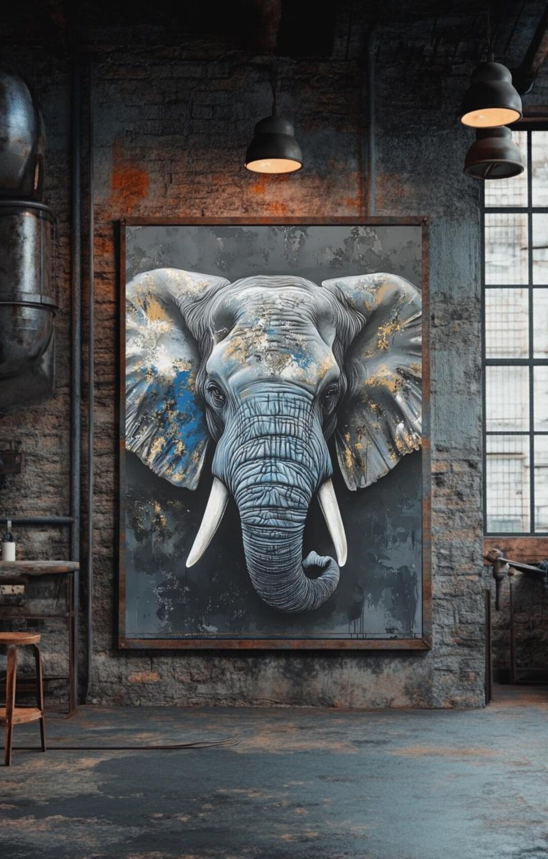 Elephant Wall Art Canvas | Modern Safari Animal Decor | Wildlife Canvas ...