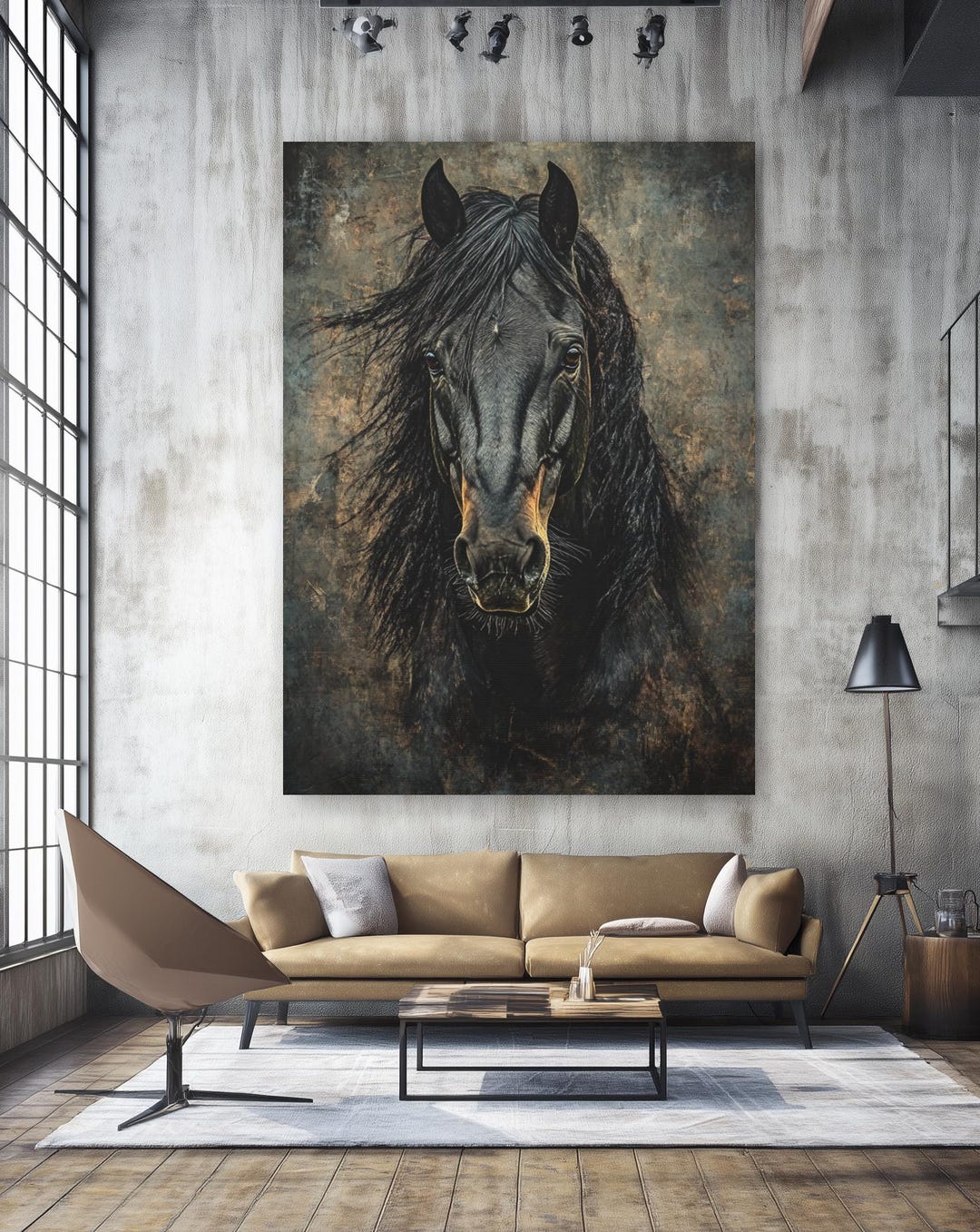 Black Horse Canvas Print | Bold Equestrian Wall Art | Regal Stallion ...