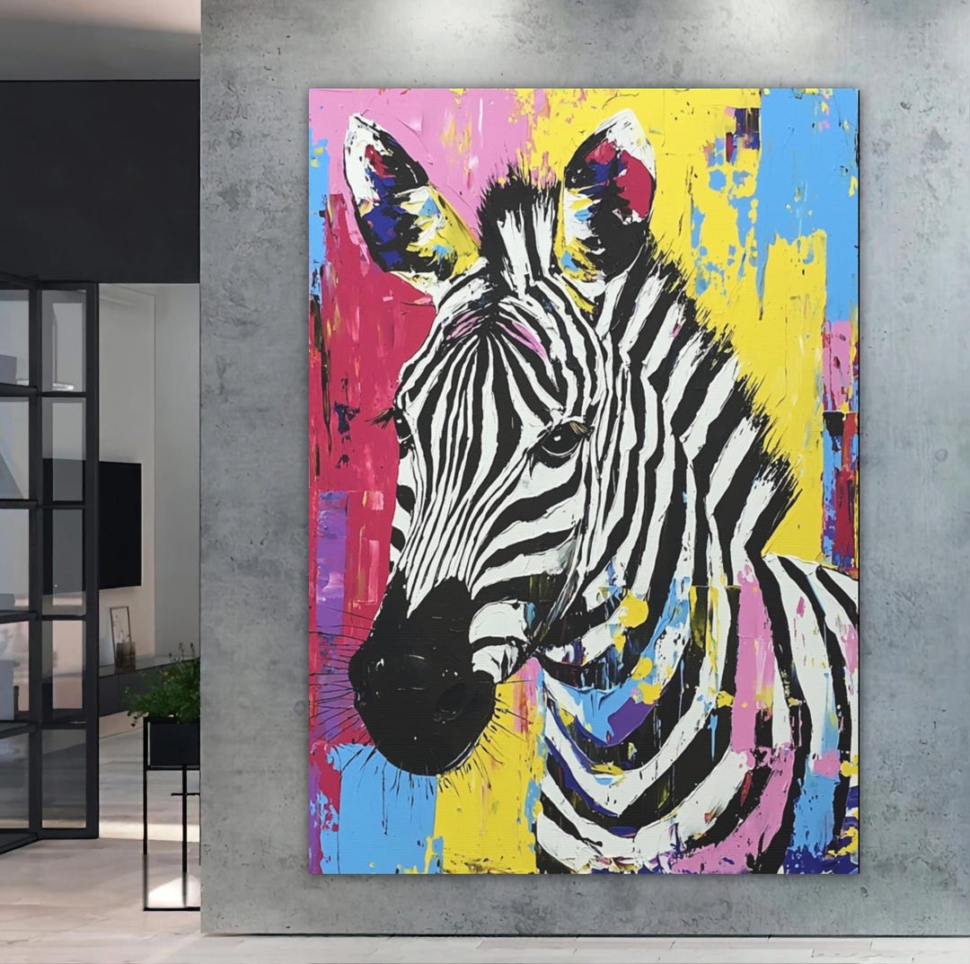 Zebra Wall Art | Colorful Canvas Print | Wildlife Wall Decor | Bold ...