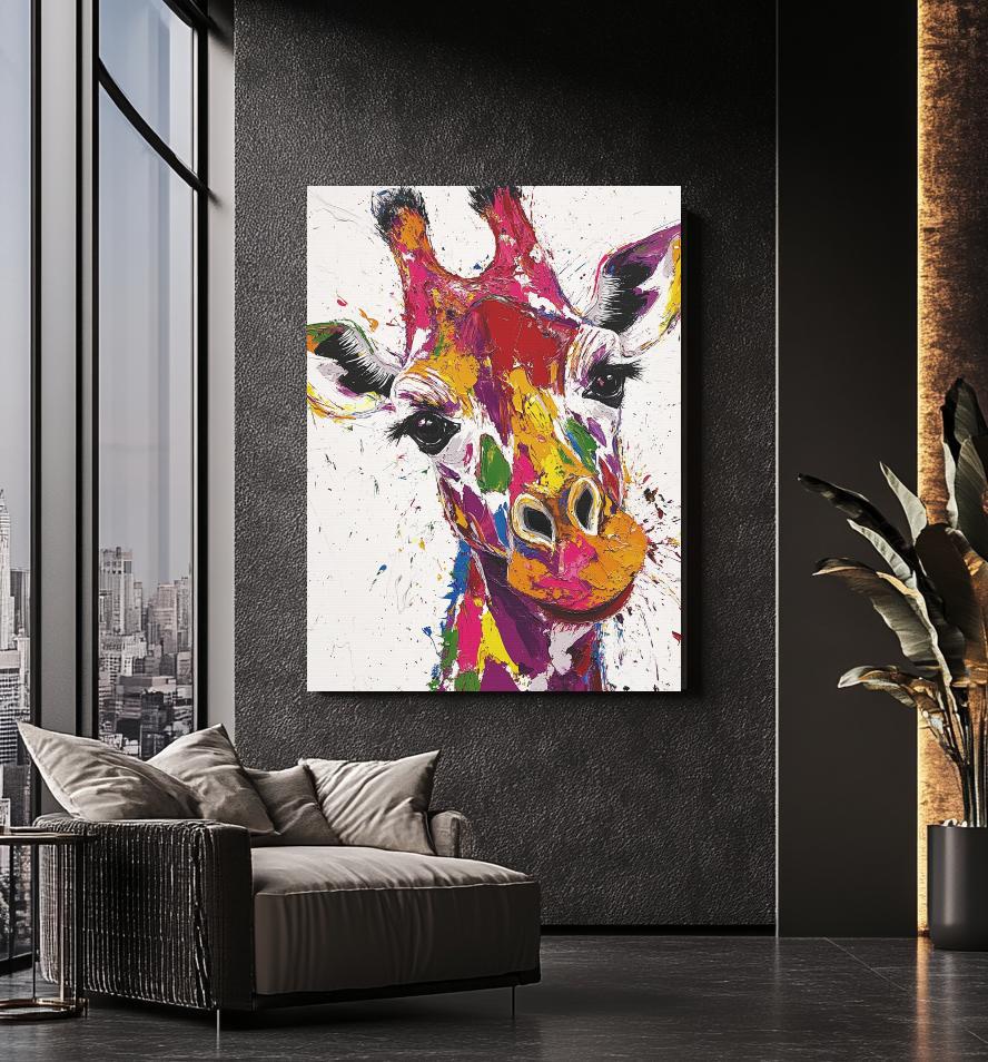 Colorful Giraffe Canvas Art | Whimsical Safari Nursery Decor, Animal ...