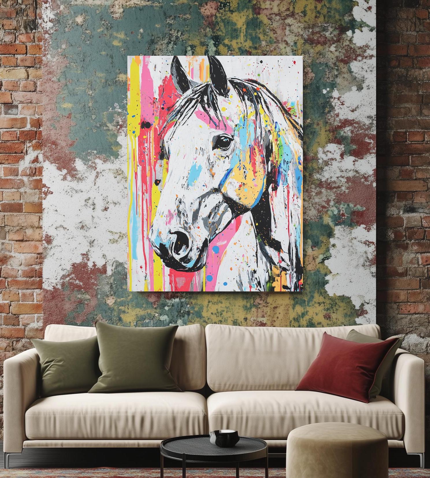 Colorful Abstract Horse Canvas Print | Modern Equestrian Wall Art ...