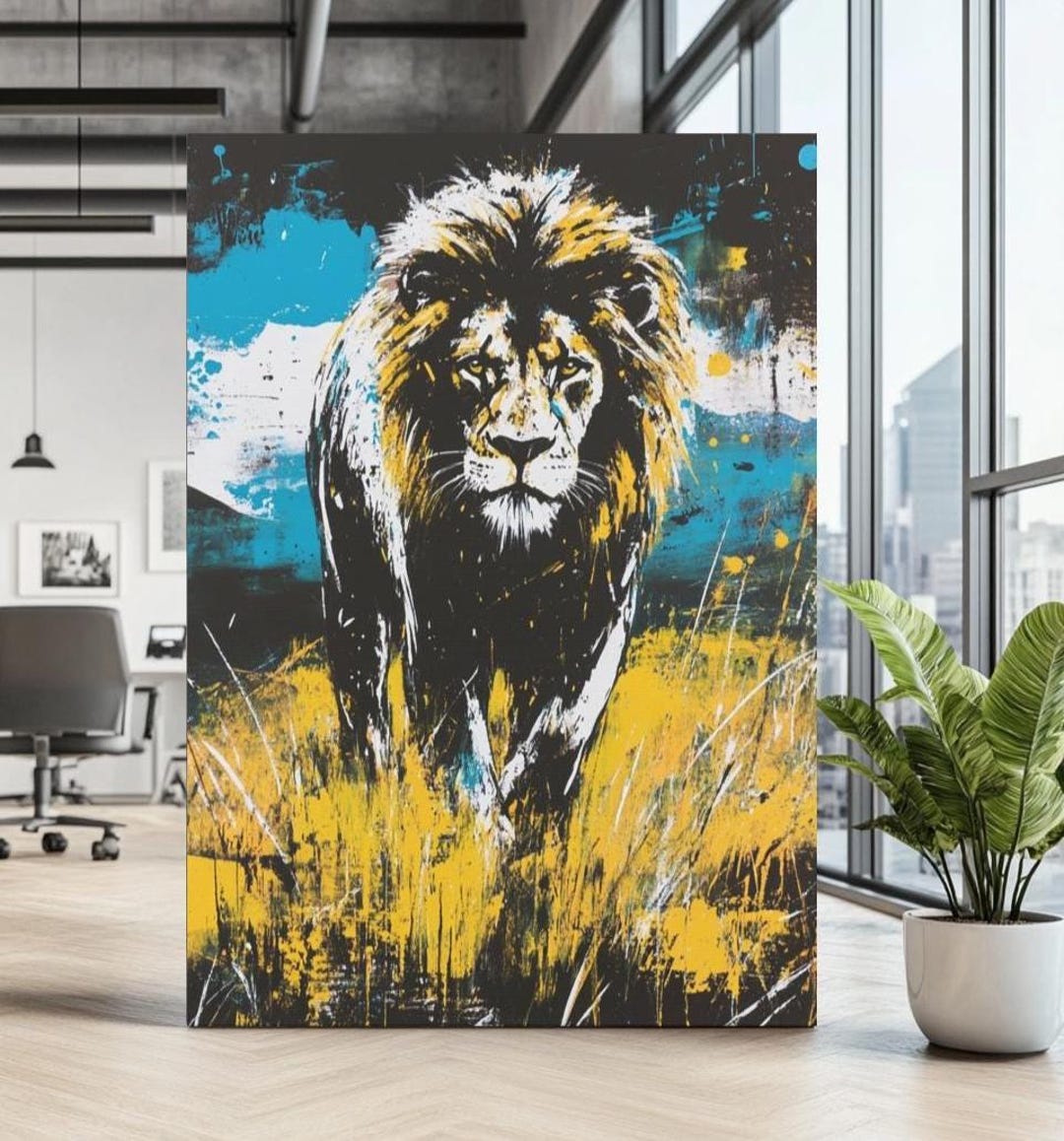 Majestic Lion Canvas Art | Bold Jungle Safari Wildlife Painting - Etsy