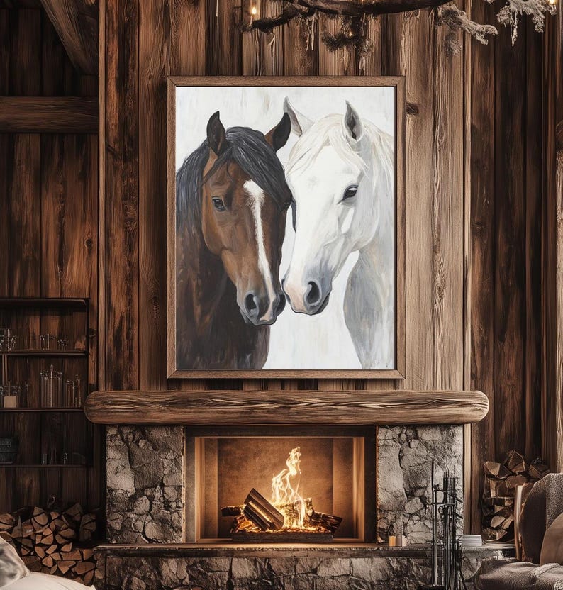 Horse Wall Art | Western Farmhouse Decor | Equestrian Canvas Print ...