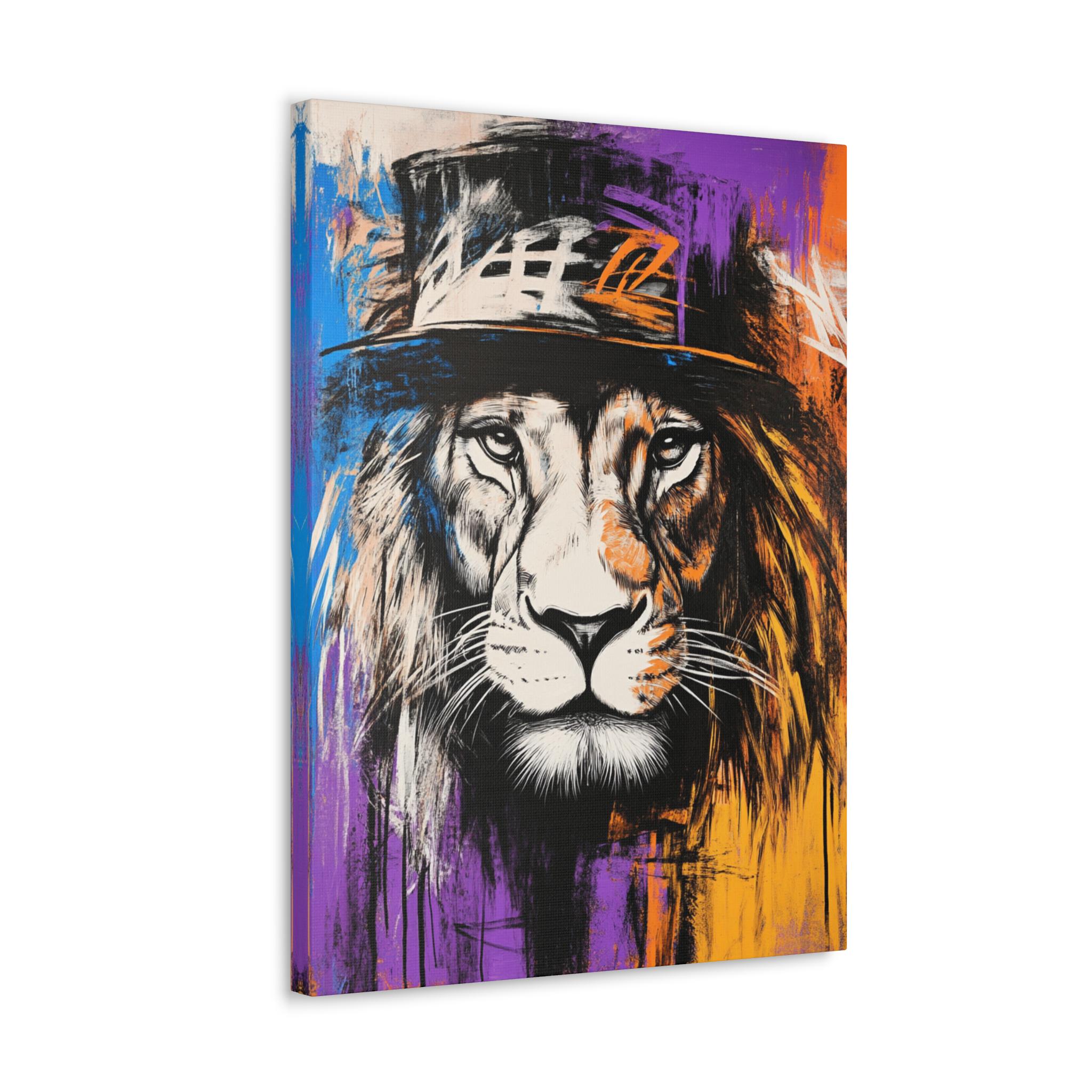 Graffiti Lion Canvas Print | Urban Street Art, Bold Colorful Wall Art ...