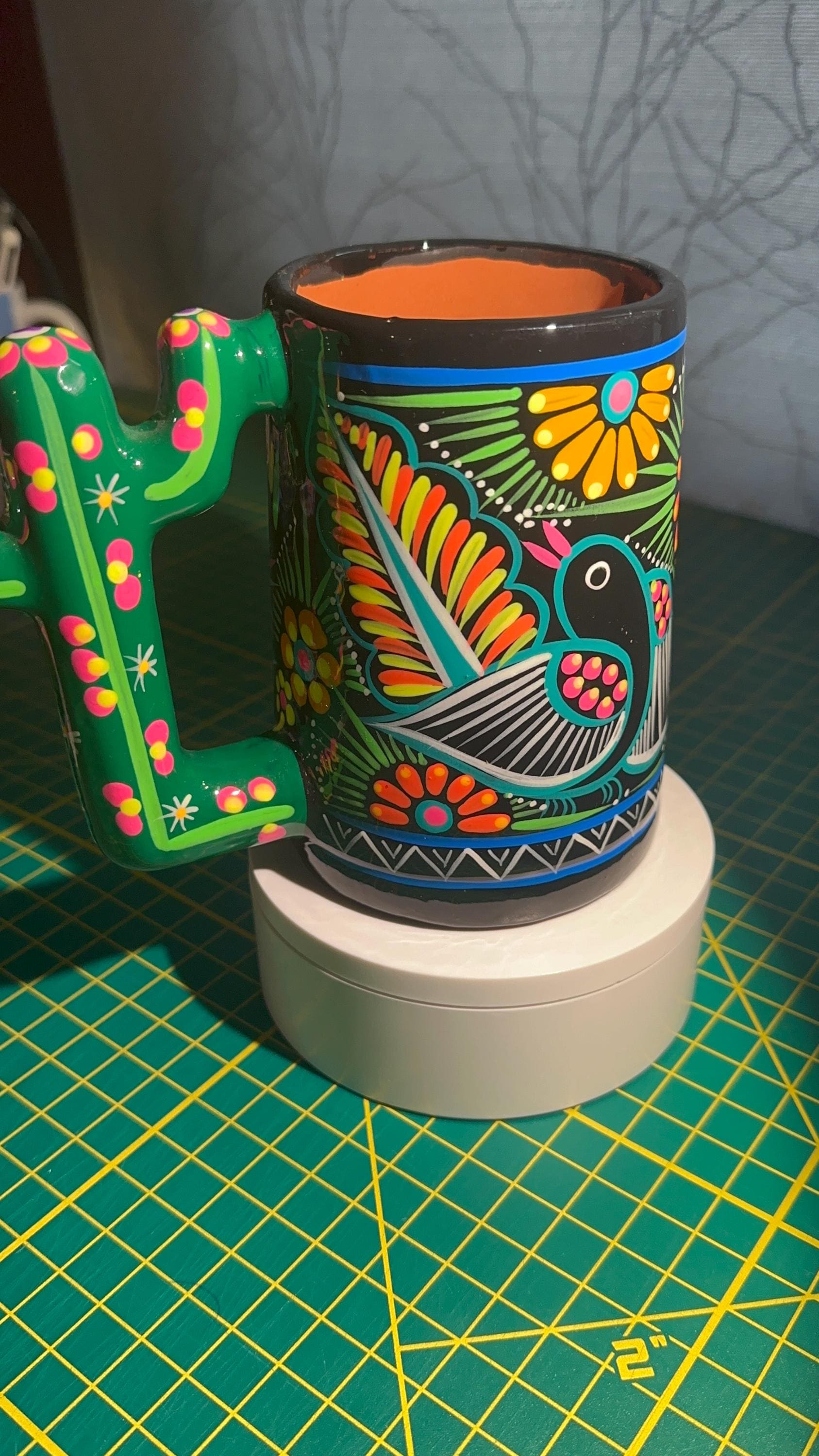 Authentic Mexican Artesanias 20oz Clay Handmade Hand Painted Mug Coffee Mug  - Etsy