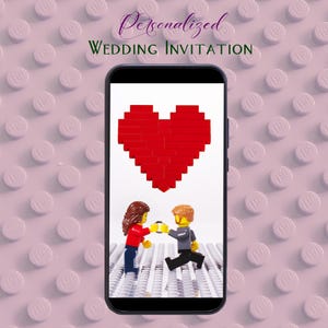 Invitación digital con muñecos Lego, animados y personalizados para tu boda.