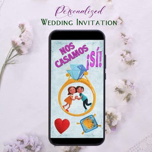 Invitación digital de boda con personajes de plastilina, muy divertida y personalizada para ti.
