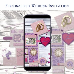 Invitación digital de Boda de Scrapbook, animada y personalizada para ti.