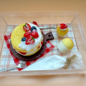 Aimant crêpe, gâteau aux fruits, aimant pour réfrigérateur, nourriture, aimants désert, miniature nourriture, cuisine