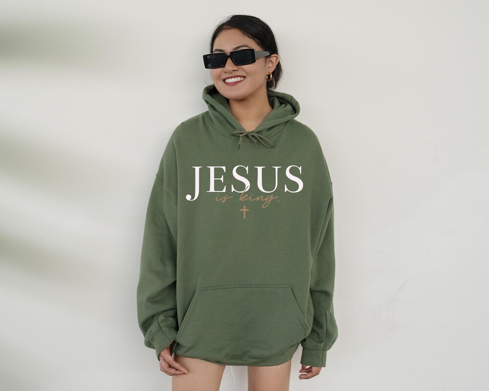 Snorider Design Jesus Is King Hoodie, Christian Hoodie, Religious Mom Hoodie, Jesus Lover Hoodie, Christian Hoodie, Faith Hoodie, Religious Hoodie
