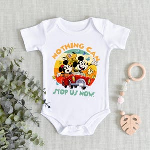 Koszulka dziecięca Mickey Minnie Car, body niemowlęce Disney, koszulka dla malucha Nothing Can Stop Us, koszulka młodzieżowa Pluto Goofy, kombinezon dziecięcy Road Trip