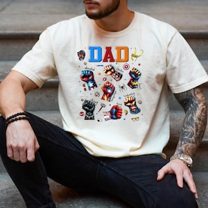 Koszulka Comfort Colors® Superhero Dad, pomysł na prezent na Dzień Ojca, koszulka Dad Hero, odzież Super Dad, silny, nieustraszony tata, komiksowy tata