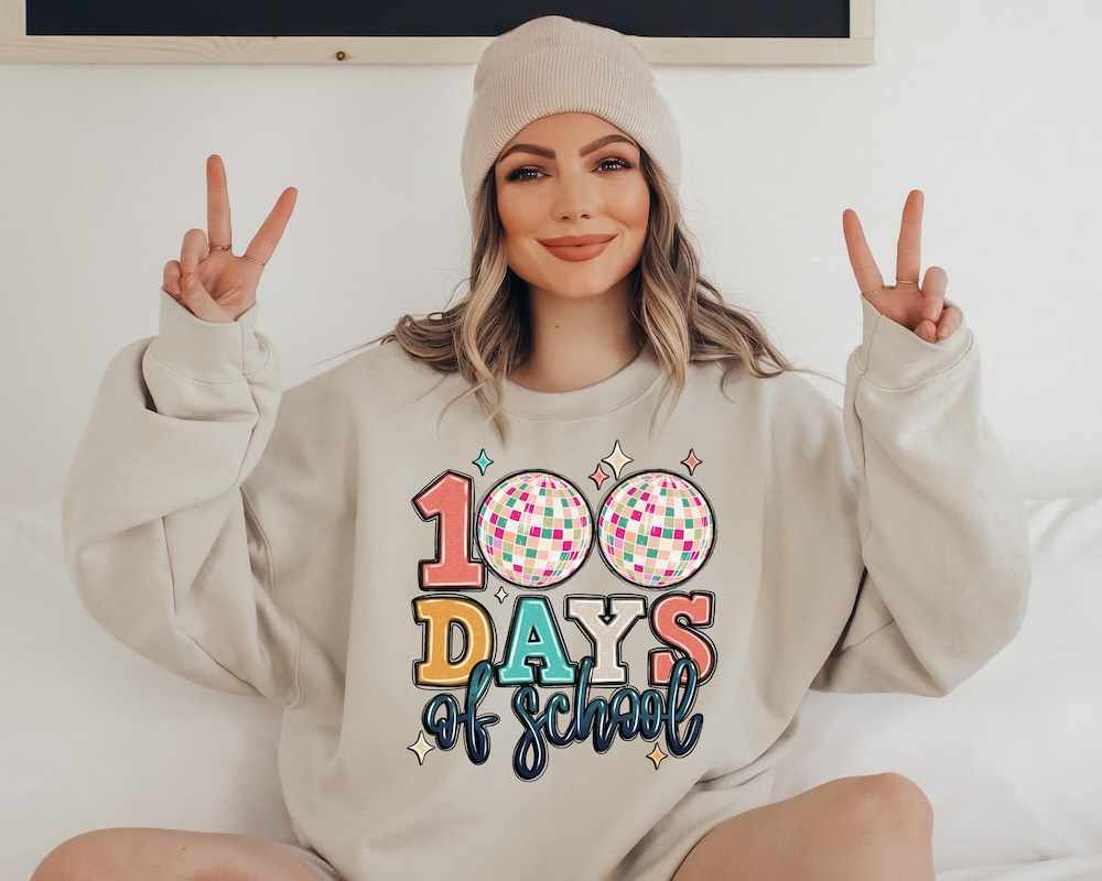 Disco Ball 100 Days Of School Shirt, Funny Teacher 100 Days Shirt, 100 Days Celebration, Groovy 100 Days Shirt, 100 Day Of Sweatshirt Teesummer