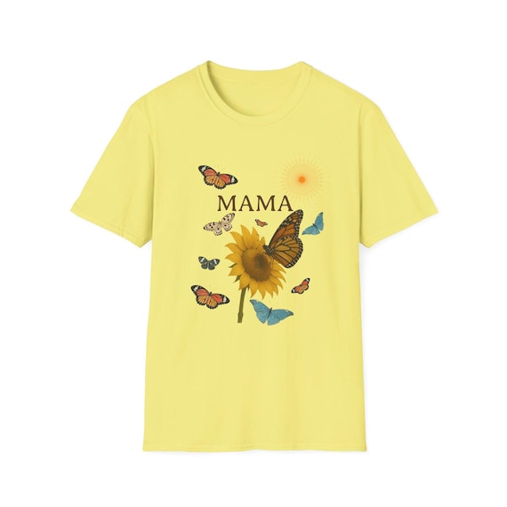 Mama Sunflower and Butterflies T-Shirt, Gift for Mothers Day, Floral Tee, Unisex Shirt, Spring Fashion, Nature Lover's Wear