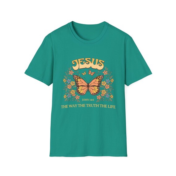 Butterfly Jesus Softstyle T-Shirt, Faith Apparel, Christian Gifts, Inspirational Tees, Vintage Graphic Shirt