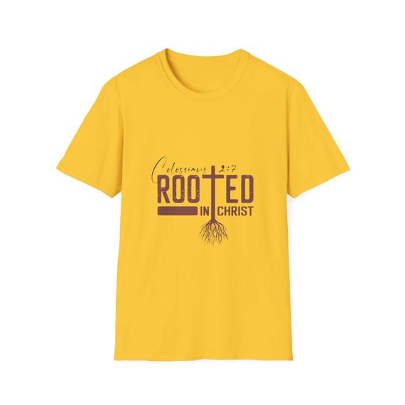 Rooted in Christ Unisex Softstyle T-Shirt, Inspirational Christian Tee, Faith-Based Apparel, Spiritual Gift, Scripture Shirt, Religious