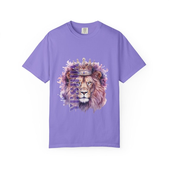 Regal Watercolor Lion Crown T-shirt | Purple Lion Portrait Tee
