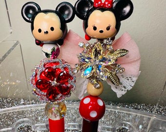 Mickey Mouse & Minnie Mouse beaded pens