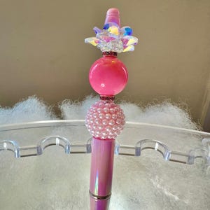 Flower pink bling beaded pen