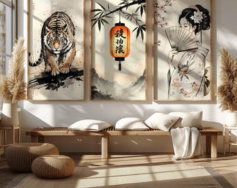 Japandi Wall Art Set | Minimalist Japanese Prints (Digital Download)