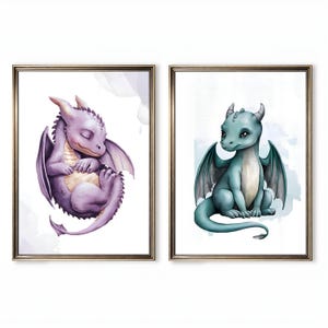 Nursery Dragon Prints Set of 6 | Baby Room Wall Art Set | Fairytale ...