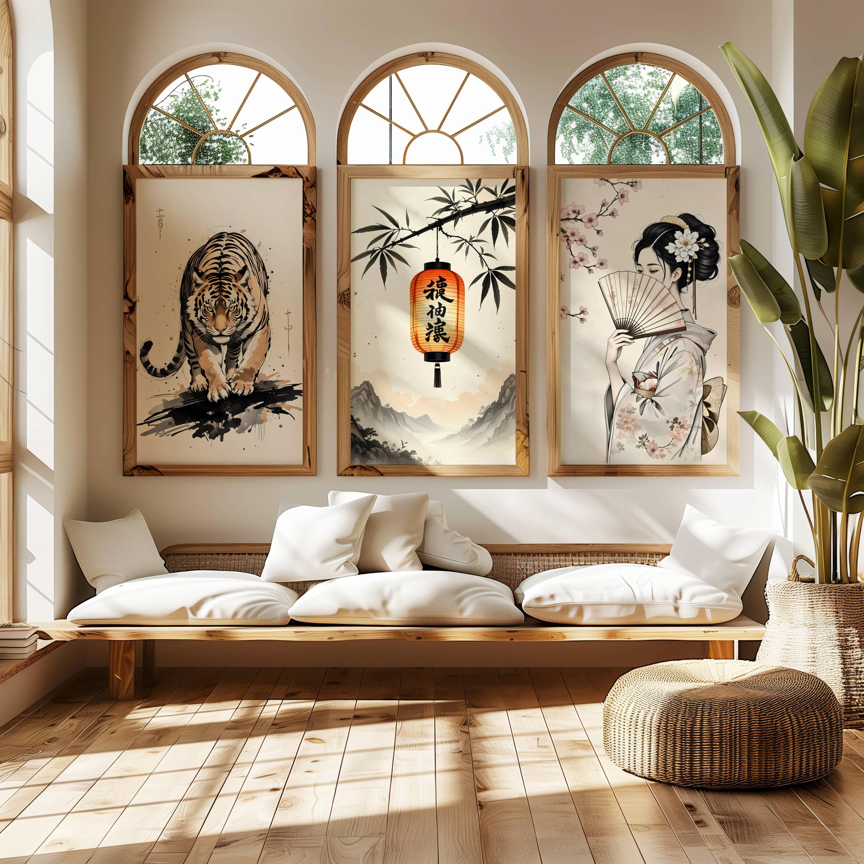 Japanese Wall Art Set of 3 Prints | Japandi-inspired Minimalist Decor ...