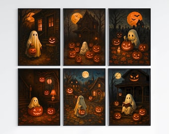 Halloween Geist Drucke Set | Gruselige, wunderliche Wandkunst (Digitaler Download)