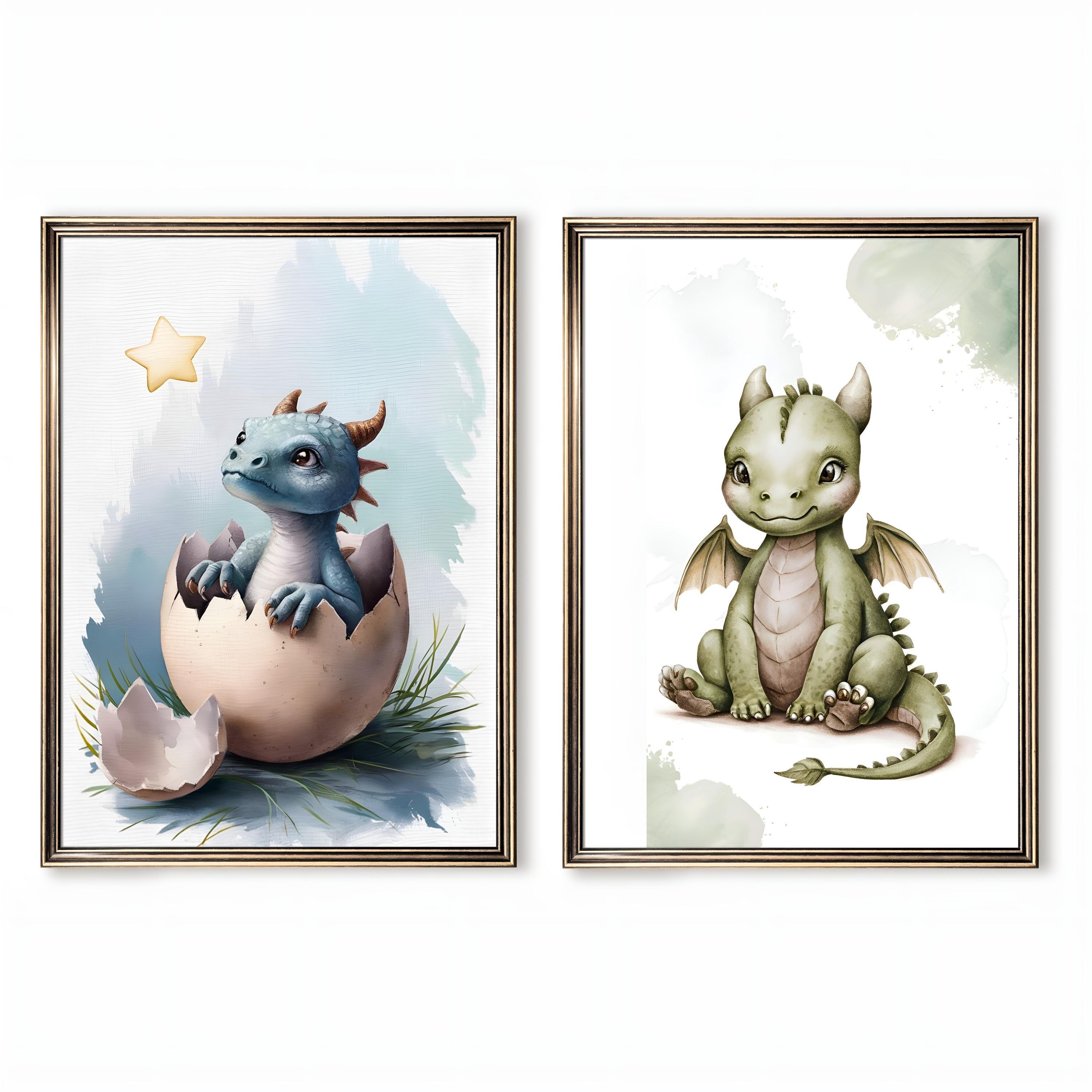 Nursery Dragon Prints Set of 6 | Baby Room Wall Art Set | Fairytale ...