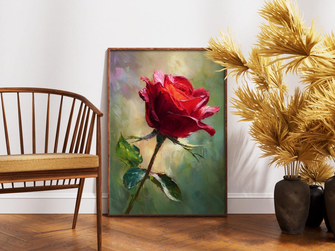 Red Rose Printable Wall Art — Romantic Floral Valentine’s Day Decor ...