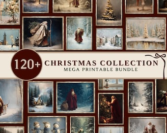 Stampe Mega Bundle di Natale / Oltre 120 stampe / Decorazioni natalizie stagionali vintage / Parete galleria invernale / Galleria d'arte festiva / Download digitale